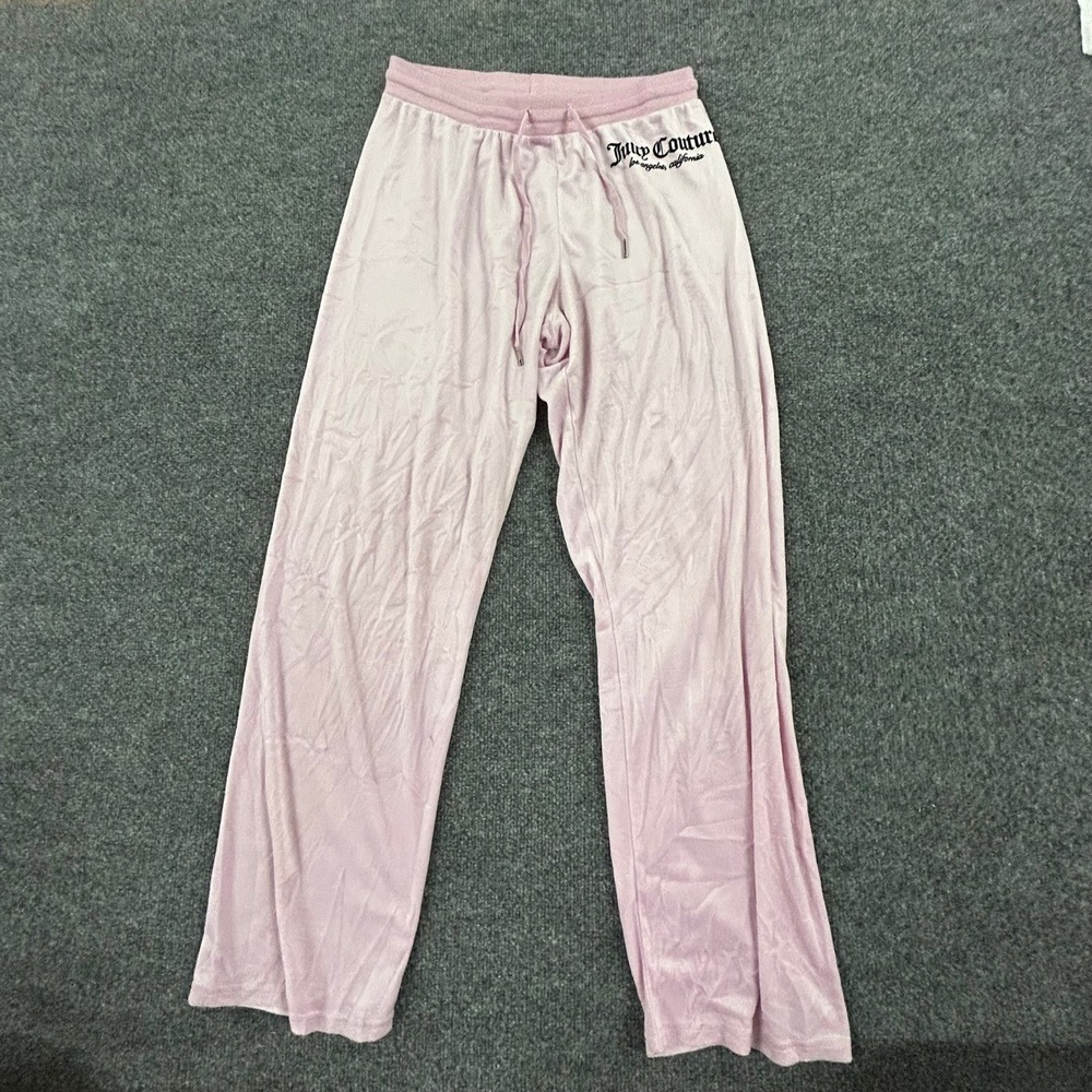 Juicy Couture Pajama Pants Womens Size M Pink Velour Drawstring Sleepwear Lounge